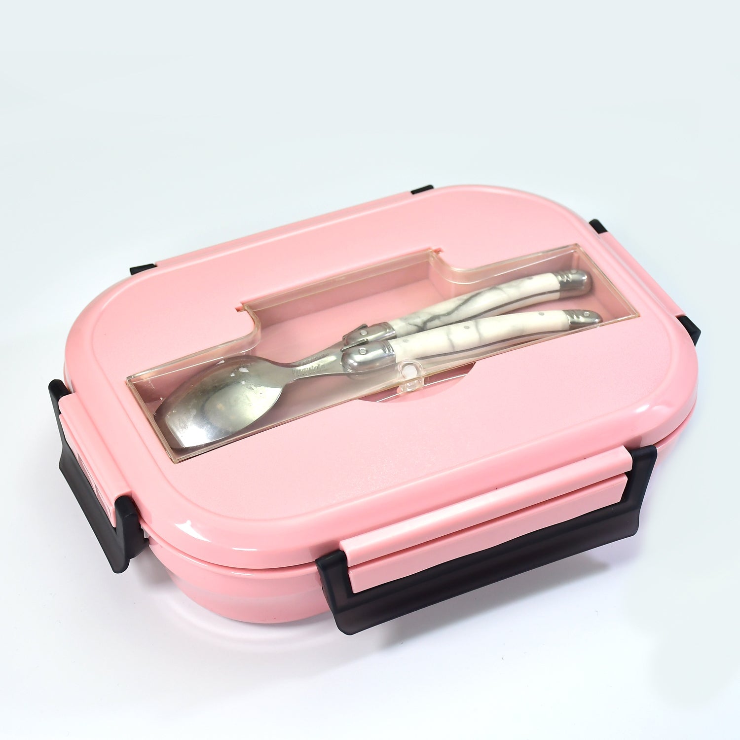 2041 Pink Lunch Box for Kids and adults, Stainless Steel Lunch Box with 3 Compartments With spoon slot. DeoDap 2041 Pink Lunch Box for Kids and adults, Stainless Steel Lunch Box with 3 Compartments With spoon slot. DeoDap
